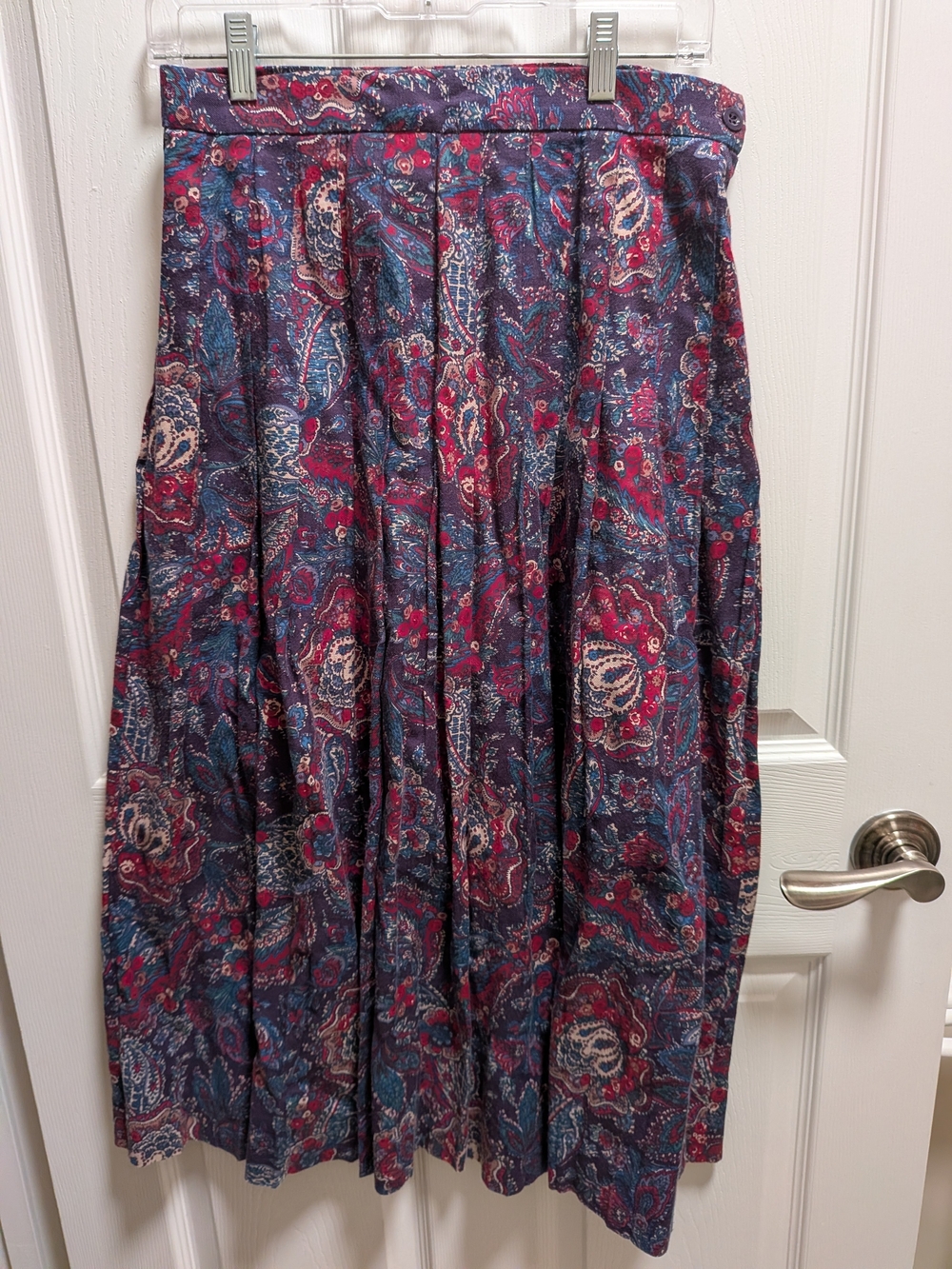 Laura Ashley Paisley Maxi Skirt - Navy, Burgundy, Cream
